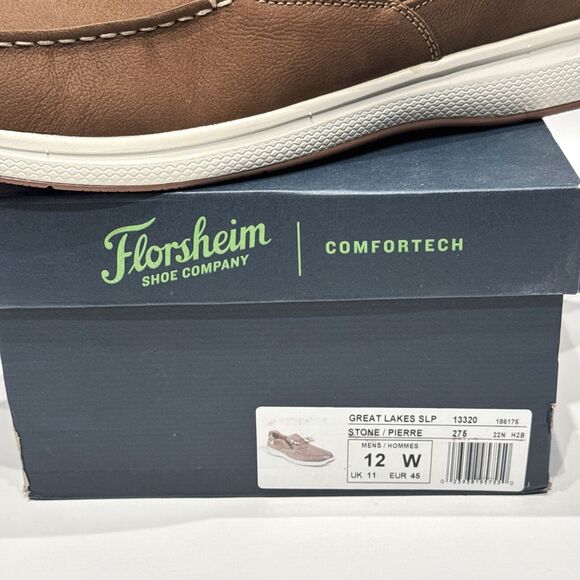 New in Box Florsheim Great Lakes Brown Leather Slip On Boat Shoe Men Sz. 12 Wide main image 4